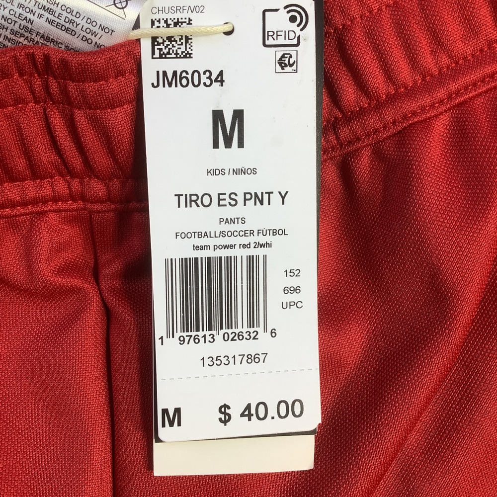 Adidas Tiro Essentials Youth Track Pants Red White Size Medium 11-12Y NWT - Picture 5 of 16